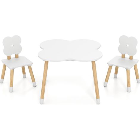 Blumenförmiges Kindertischset mit 2 Stühlen, Weiß