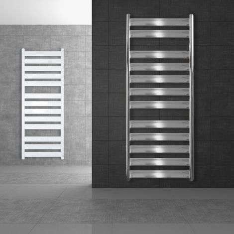 ECD Germany Radiatore Design Tharr Pannello Piatto Termoarredo da Bagno in Acciaio Cromato Design Moderno 500x950 mm Calorifero Scaldasalviette Termosifone Portasciugamani da Parete + Resistenza 600W (1/5)