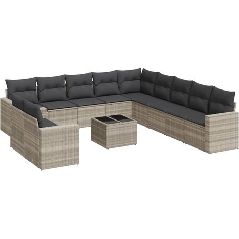 Maison Exclusive - Salon de jardin avec coussins 12 pcs gris clair résine tressée (1/3)