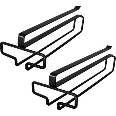 Juego de 2 soportes colgantes para copas de vino - No requiere taladro - Para bar y cocina - Negro (1/4)