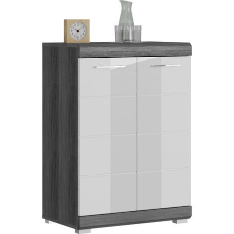 Buffet SCOTT – 2 Türen – Dunkelgrau und Weiß – 60x85x37 cm