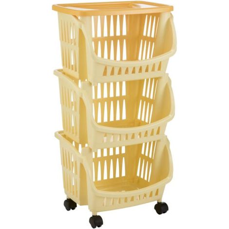 Chariot de cuisine - L 39,5 x l 30 x H 77 cm - Jaune - Livraison gratuite (1/4)
