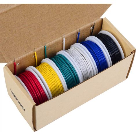 6 Bobines Fil Électrique 18 AWG, Cuivre Étame, Isolation PVC, 300V, Pour Raccordement Électronique