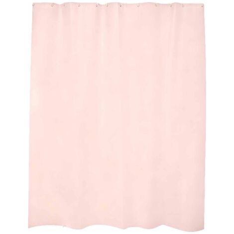 Rideau de douche bohème rose clair à l'aspect lin, couleur unie, style minimaliste moderne, en PEVA imperméable et résistant à la moisissure, avec crochets – 120 x 180 cm (1/5)