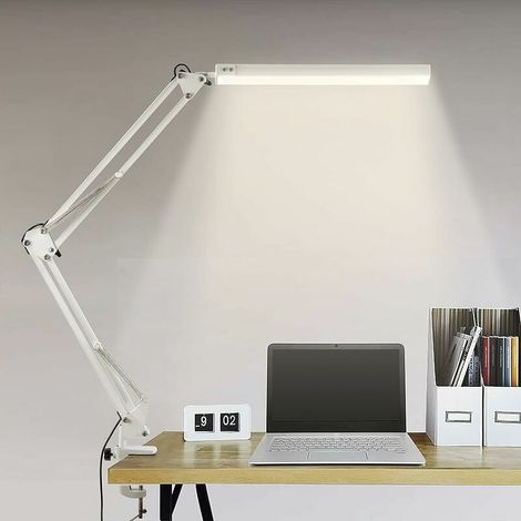 Lampe de bureau LED, lampe d'architecte pliable avec clip, réglable, protection des yeux, 3 modes de couleur (1/5)