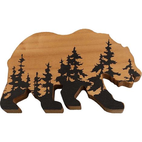 Waldbär-Wandschild, Abenteuer-Holzmotiv, rustikale Kinderzimmerdekoration