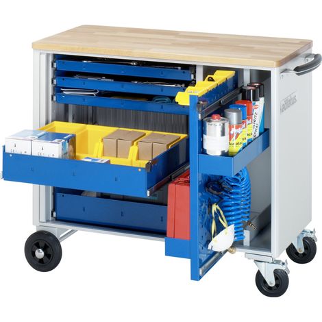 Rau Werkzeugwagen mit 5 Schubladen & Lochwandauszug Buche BxTxH 1025x520x890mm (1/2)