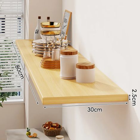(Couleur bois 80 x 30 cm) Étagère murale avec un tableau d'affichage pour salon, maison, fixation murale en bois massif, étagère murale stratifiée, présentoir (1/5)
