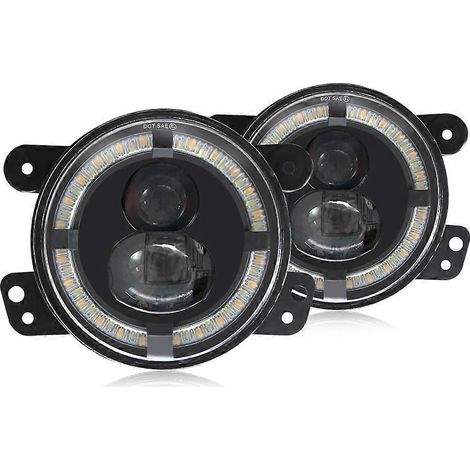 Zoll runde LED-Nebelscheinwerfer mit weißem Tagfahrlicht und bernsteinfarbenen Blinkern für Jeep Wrangler JK Dodge Chrysler Zubehör()