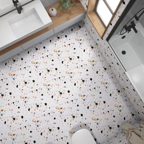 Stickers carrelage de sol anti-dérapant - Motif Terrazzo - 20x20 cm (1/4)