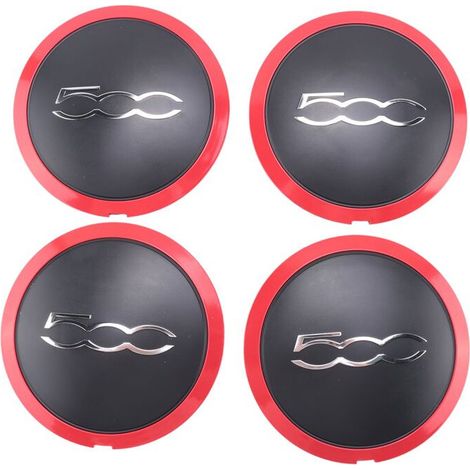 Tapacubos de 133 mm para llantas 500, emblema adhesivo 68078419AC 68078421AC 51884863 Rojo (1/2)