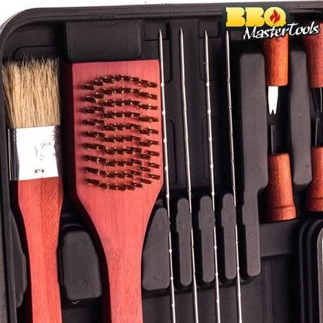 Mallette Ustensiles Barbecue BBQ Master Tools 18 pièces - BBQ Mastertools - Acier inox, bois (1/3)