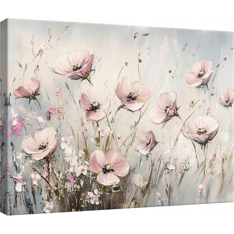 Peinture Murale sur toile fleurs abstraite pour chambre salon cuisine 60x40 (1/3)