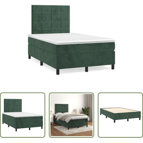 Samtbett - Boxspringbett mit Matratze Dunkelgrün 120x190 cm Samt (1/5)