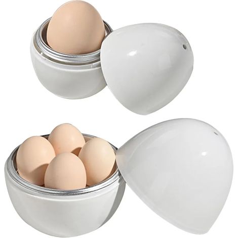 Cuiseur à œufs en aluminium pour micro-ondes, appareil de cuisine portable pour œufs durs ou mollets, cuisson rapide pour un usage quotidien. (1/4)