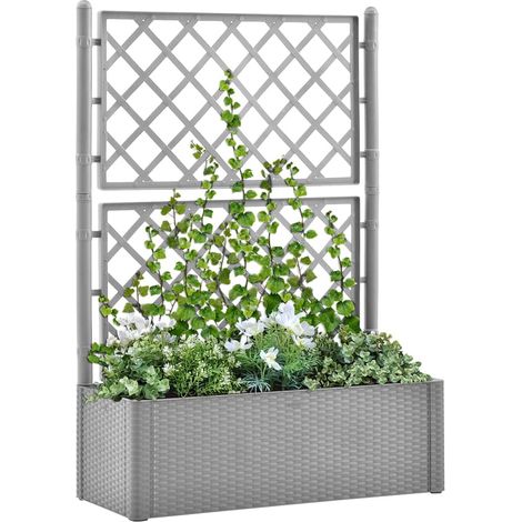 Lit surélevé de jardin et treillis et système d'arrosage Gris 2 (1/5)
