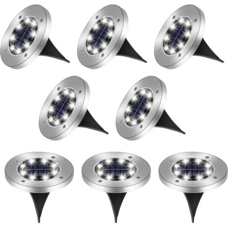 Solar-Außenleuchten, 8-teiliges Solar-Außenleuchten-Set, 8-LED-Solar-Gartenleuchten, IP65 wasserdichte Solar-Außenstrahler, dekorative Solar-Außenleuchten für Wege und Terrassen