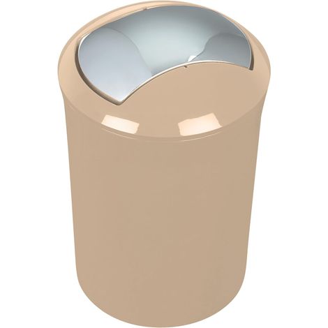 Design Poubelle Push Sydney Salle de Bains 5 litres à Couvercle pivotant Poubelle à cosmétiques Récipient à ordures Beige (1/5)