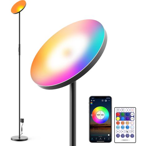 24W RGB+CCT LED-Stehlampe, verstellbarer Winkel 90°, Bluetooth, 100-240V (weiß/neutral) (1/5)