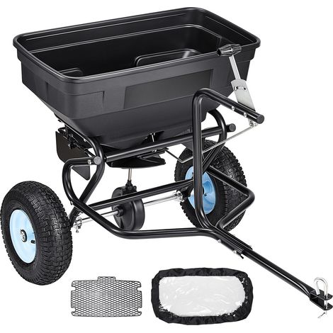 Épandeur Engrais Tracté Capacité 59 kg Épandeur à Semence à Remorquer Largeur Épandage 0-3 m Semoir à Pousser pour Graines, Sel Déneigement, Semer Jardinage, Pelouse, Gazon, avec Roues 33 cm (1/5)