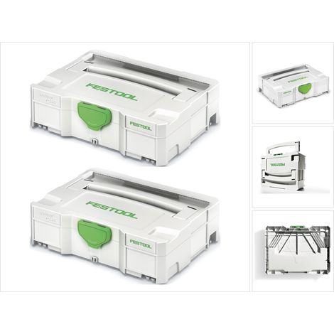 Festool – Coffret de rangement Systainer T-LOC SYS 1 TL – 2x malettes combinables – Dimensions 396x296x112mm – Pour outils et accessoires