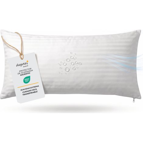 Protecteur d'oreiller - Taie d'oreiller avec Fermeture éclair - Respirant - 100 % Coton - Technologie Anti-économie - 2 Oreiller de 50x80 cm (1/5)