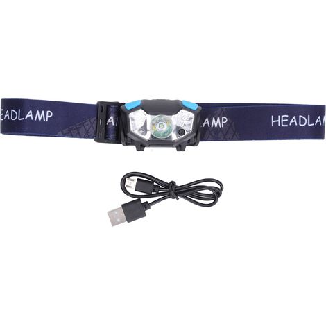 Lampe frontale rechargeable USB étanche haute luminosité avec détecteur de mouvement pour extérieur noir (1/5)