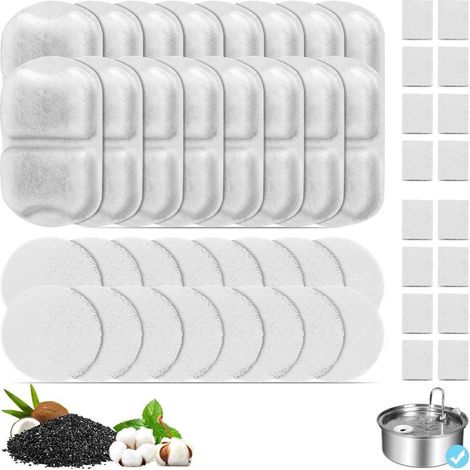 Lot de 16 filtres de fontaine de rechange pour distributeur d'eau de chien en acier inoxydable de 7 L/1,8 G, filtres de fontaine pour chat, filtre à eau triple filtration, filtres de rechange (1/5)