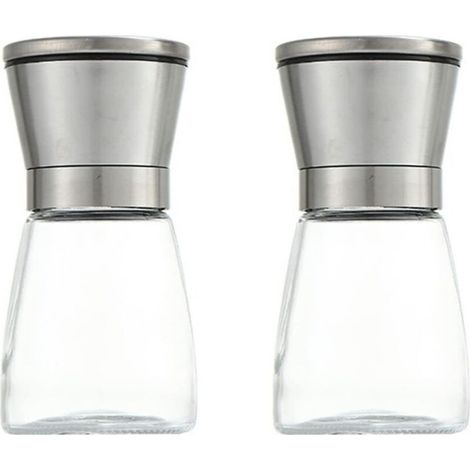 Moulin à poivre en acier inoxydable, moulin à sel et à épices manuel, salière et poivrière, broyeur à épices et herbes, 2 pièces (1/5)
