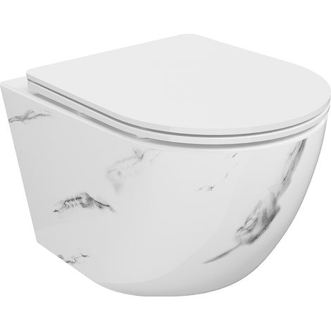 Mexen Lena inodoro Rimless con tapa de cierre suave slim, duroplast, piedra blanca - 30224092 (1/5)