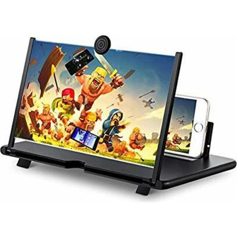 Amplificateur d'écran de Téléphone Portable, Loupe d'écran Retirable 3D haute définition avec support pliable pour jeu vidéo