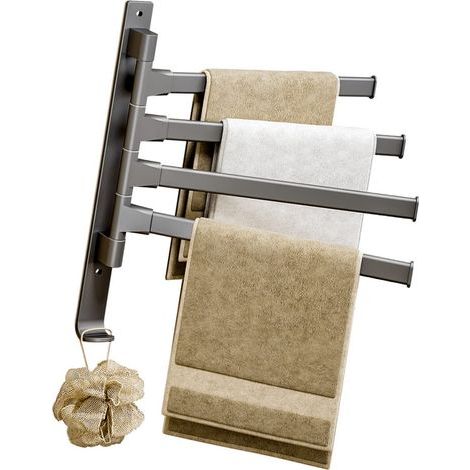 Porte-Serviettes Pivotant 4 Bras 180 Swing Out Rotation Porte-Serviettes Support Mural pour Salle De Bain Htel,Porte-Serviette. (1/5)