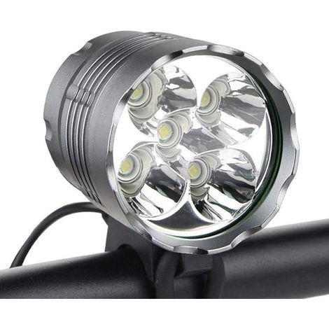 Fahrradlampe – Frontlicht – Scheinwerfer – Fahrradscheinwerfer – 6000 Lumen – 5 LEDs – Wasserdichter Mountainbike-Scheinwerfer – Wiederaufladbarer Akku