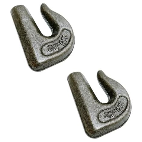 Lot de 2 crochets de chaîne forgés à souder de 9,5 cm, charge maximale de grade 70 : 2993,7 kg pour soudure sur tracteurs ou pelleteuses, camions, chariots élévateurs, remorques, voitures (1/5)