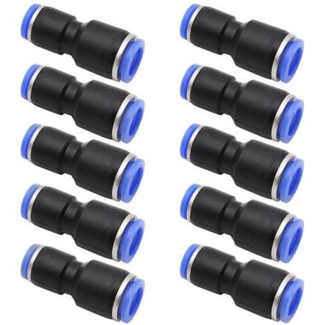 Straight Pneumatic Connectors 6mm to 8mm 10 Pieces Pneumatic Connectors Air Push Connector (1/4)