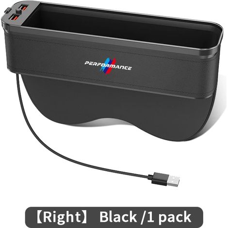 (Pour droitier, noir) Boîte de rangement lumineuse en cuir pour l'espace entre les sièges arrière des BMW X3, X5, X6, F30, F34, F10, F20, G20, G30, G01, G02, G05, F15, F16 et séries 1, 3, 5 et 7 (1/5)
