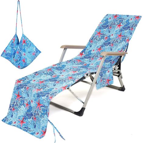 Serviette de plage, housse de chaise longue avec poches, serviette de piscine pour terrasse et jardin. (1/5)
