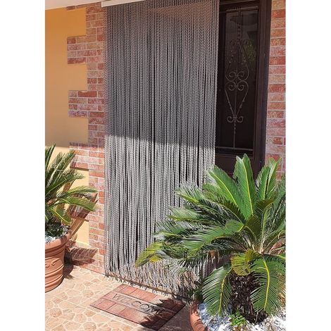 TrAdE Shop Traesio - Tenda Moschiera Antimosche A Fili Torciglione In Gomma Grigia 120x230 Cm Tpl88 025479 - (1/5)
