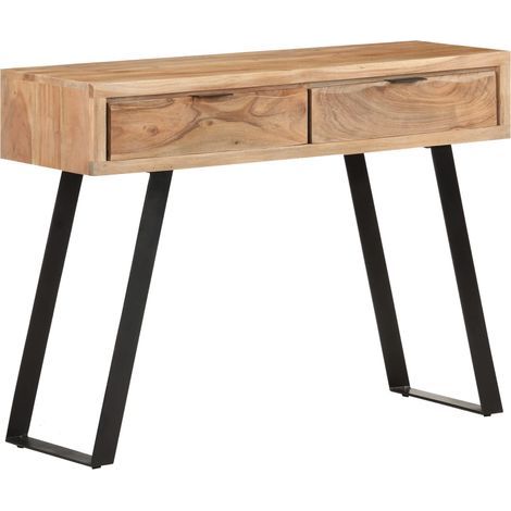 Console 100 x 35 x 76 cm en bois d'acacia massif aux bords naturels (1/5)