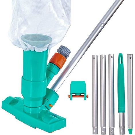 Aspirateur de Piscine, Kit d'entretien de Piscine Portable avec Poteau en Aluminium, Nettoyeur sous Marin à Jet sous Vide, Sac en Maille - pour Fontaine Bassin pour Nettoyer Feuilles Saleté