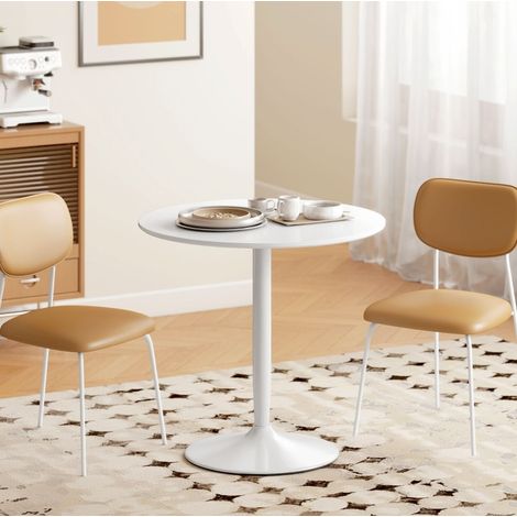 Esstisch rund MDF und Stahl Weiß Ø80x75 cm, platzsparender Küchentisch für 2 Personen (1/5)
