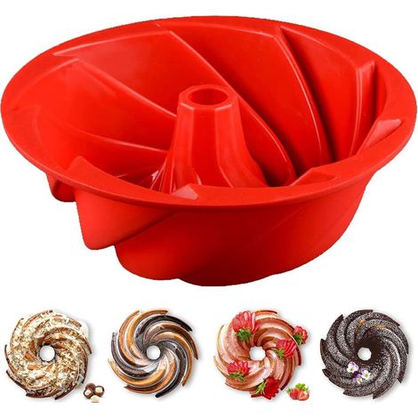 Moule silicone kouglof rouge 24,5x9 cm, pour gâteau rond, air fryer, Cookeo et bundt cake. (1/5)