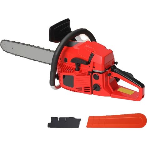 Tronçonneuse à essence, moteur 2 temps, lame de 20 pouces, Rouge (1/2)