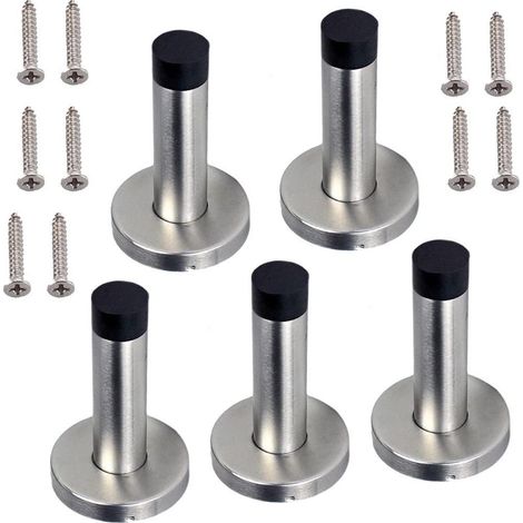 5X Door Stoppers, STAINLESS STEEL Door Stops, with Rubber, Safety for Child's Fingers (5 door stoppers) (1/5)