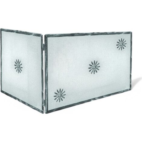 Parascintille camino universale ferro battuto verniciato nero con decoro 1 anta 50+85xH45 cm