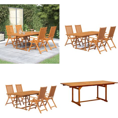 Juego de comedor de jardín 5 piezas madera maciza de acacia 150-200 cm - Comedor de jardín - Sillas de jardín
