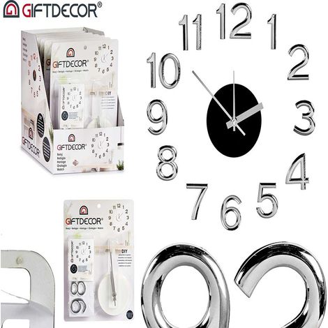 GIFTDECOR reloj pared/pegatina 10x18 cm blister , Reloj pared/pegatina 10 x 18 cmReloj de pared pegatina ABSMontado en 45 cm de diámetroFunciona con una pila AA (no inl (1/4)