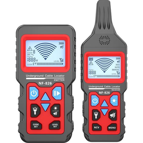 Rilevatore di cavi sotterranei NF-826, da 12 a 400 V CA/CC (NVC), ricaricabile, per cavi sotterranei da 90 a 120 cm di profondità, rilevatore di cavi interrati in tubi a parete, rilevatore di fusibili (1/5)