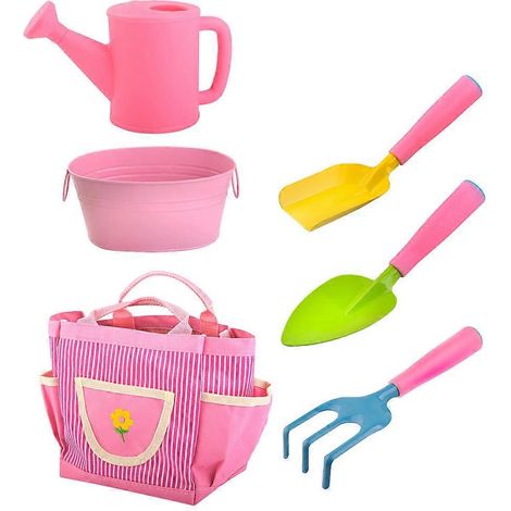 Râteau de jardinage pour enfants, mini-jardin pour jardinage extérieur, 1 ensemble rose (1/5)