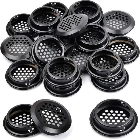 MINKUROW 30 Pezzi Griglie di Ventilazione 53mm Rete di Sfiato Rotonda, Griglia di Sfiato dell'Aria Rotonda con Foro di Rete di Ventilazione Rotonda in Acciaio Inossidabile per Armadio da Cucina Armadi (1/5)